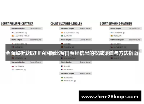 全面解析获取FIFA国际比赛日赛程信息的权威渠道与方法指南